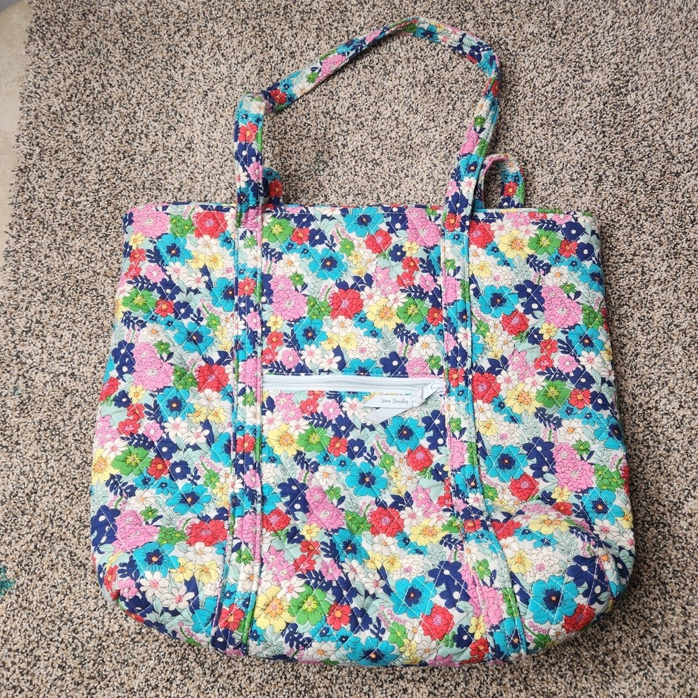 Vera Bradley Far Out Floral Grand Tote 2.0 Blue Interior Hippy Spring